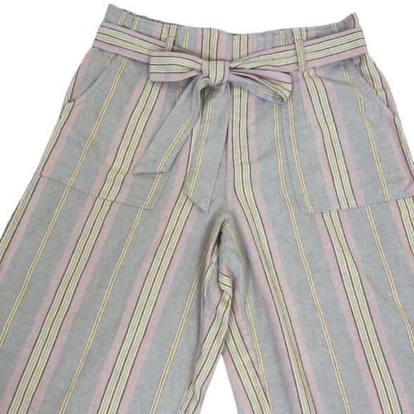 American Eagle Linen Blend Striped High Waisted Wide Leg Pants Vacation Wear XL - Picture 4 of 16